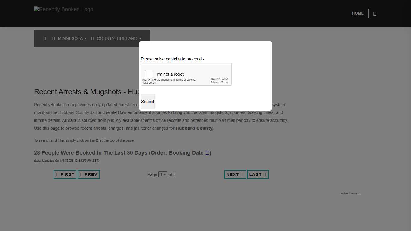Hubbard County, Minnesota Mugshots RecentlyBooked.com